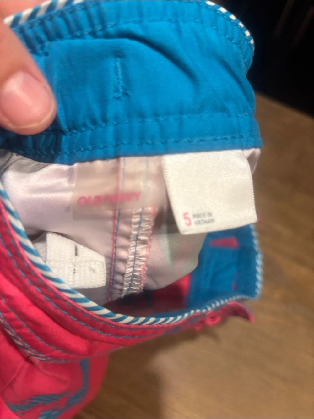 Old Navy Red Swim Shorts with Blue Flip-Flop Print